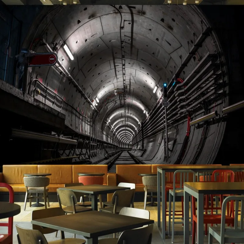 

Dropship Photo Wallpaper 3D Three-dimensional Extension Space Wallpaper Time and Space Tunnel Restaurant Background Murals