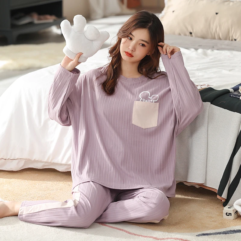 CAIYIER Spring Autumn Women's Sleepwear New Cute Cartoon Cotton Pajamas Winter Big Size 3XL Loungewear Home Clothing Homewear