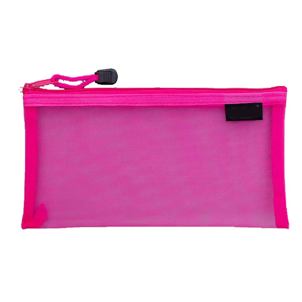 Hot-Pink XRHYY 23.5 x 11.5 CM Waterproof Plastic Double Layer Zipper File Bags Invoice Pouches Bill Bag Pencil Pouch Pen Bag( 8 Color - Цвет: Hot-Pink