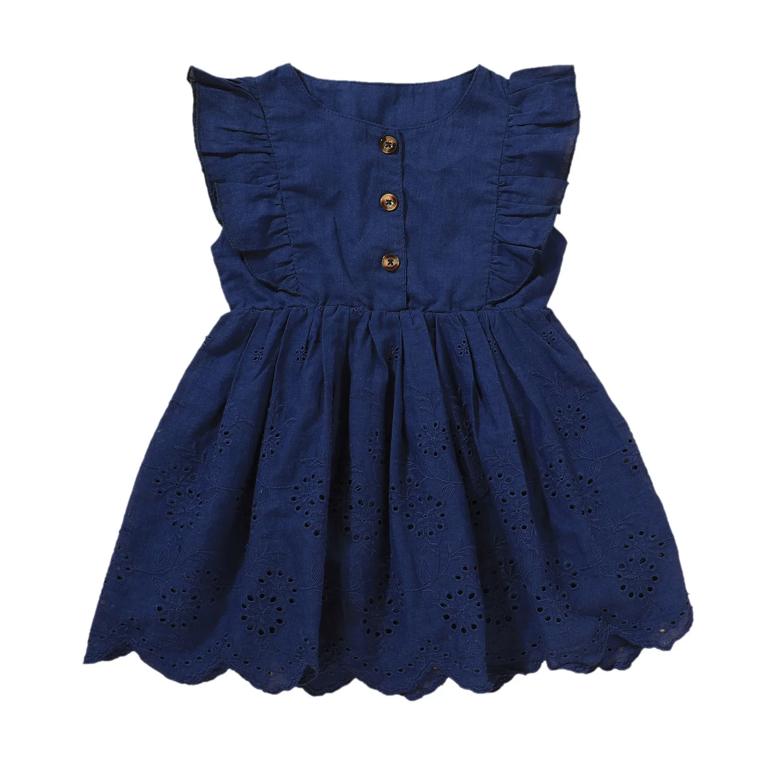 

2021 Toddler Kids Baby Cloth Girl Solid Casual A-line Twirly Ruffle Dress Party Princess Dresses Baby Clothing Girl Dress