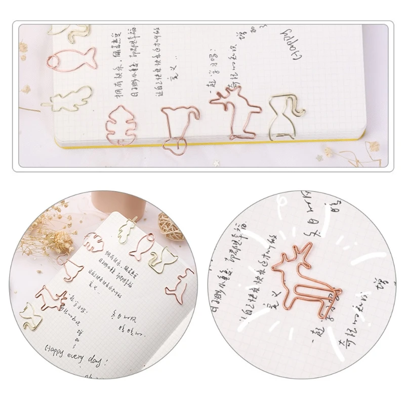 

1 Set Creative Cartoon Shaped Metal Memo Paoer Clips Bookmark Clamp Stationery C90C
