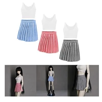 exquisite dolls clothes vest pleated skirt plaid skirt cloth 13 bjd dress up outfits doll dress girl doll girl gifts no doll