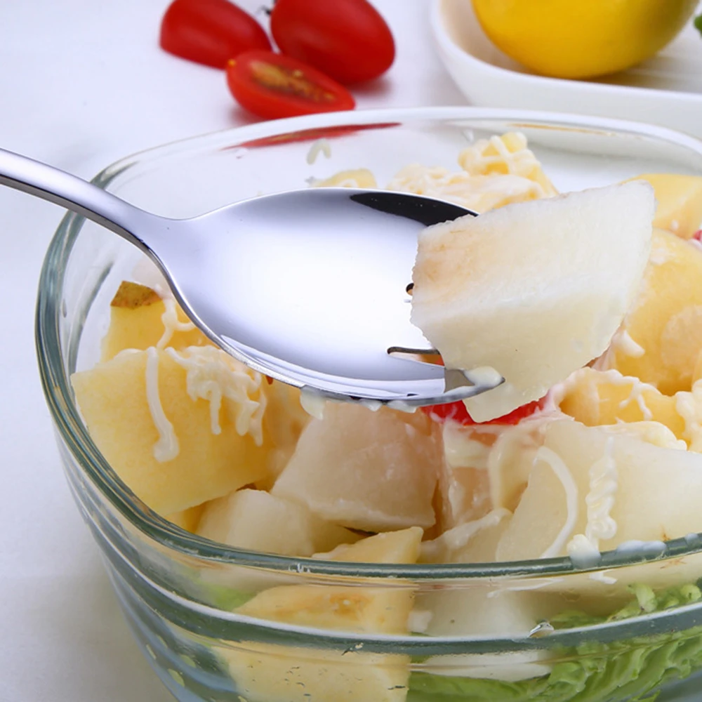 2 шт. салата ложка и вилка Нержавеющая сталь набор столовых приборов салатная