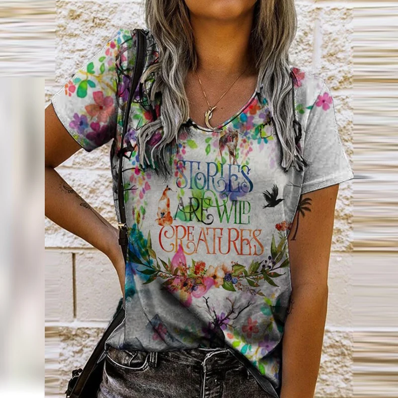 

2021 Summer Elegant V-Neck Short Sleeve Blouse Shirts Women Fashion Retro Floral Print Tops Pullovers Female Casual Loose Blusa