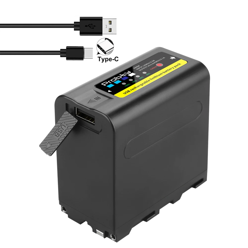 

USB-Входная зарядка 8800 мА/ч Φ F960 F970 батарея, светодиодный внешний аккумулятор, индикатор для Sony F960 F550 F750 F770 MC1500C