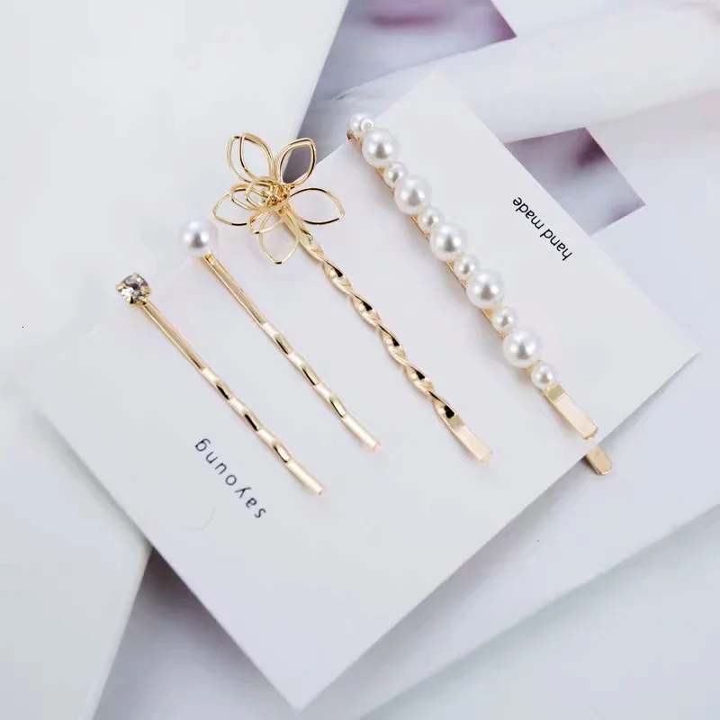 Женские заколки для волос с искусственным жемчугом корейские золотистые шпильки