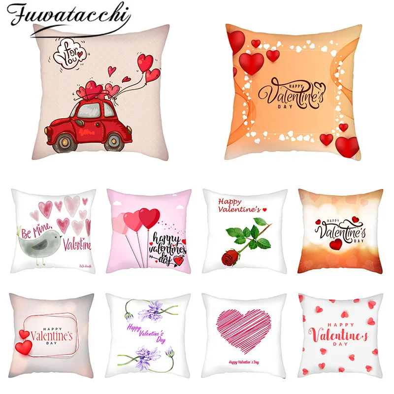 

Fuwatacchi Valentine's Day present Pillow Cover love Chshion Cover Printed Throw Pillowcase for Home Sofa Decorative 45*45cm