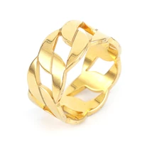 ins fashion women finger rings female gold color stainless steel cuban chain ring high quality statement jewelry anillos mujer