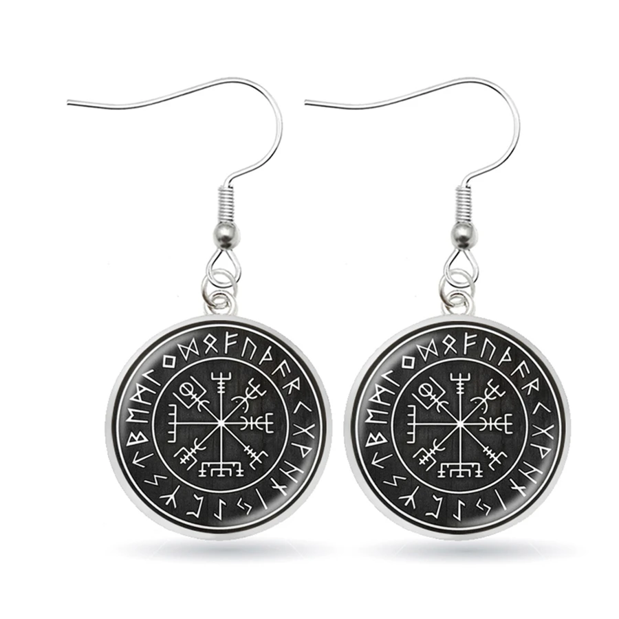 Викинг норвежский серьги вегвисер висячие стекло кабошон талисман амулет