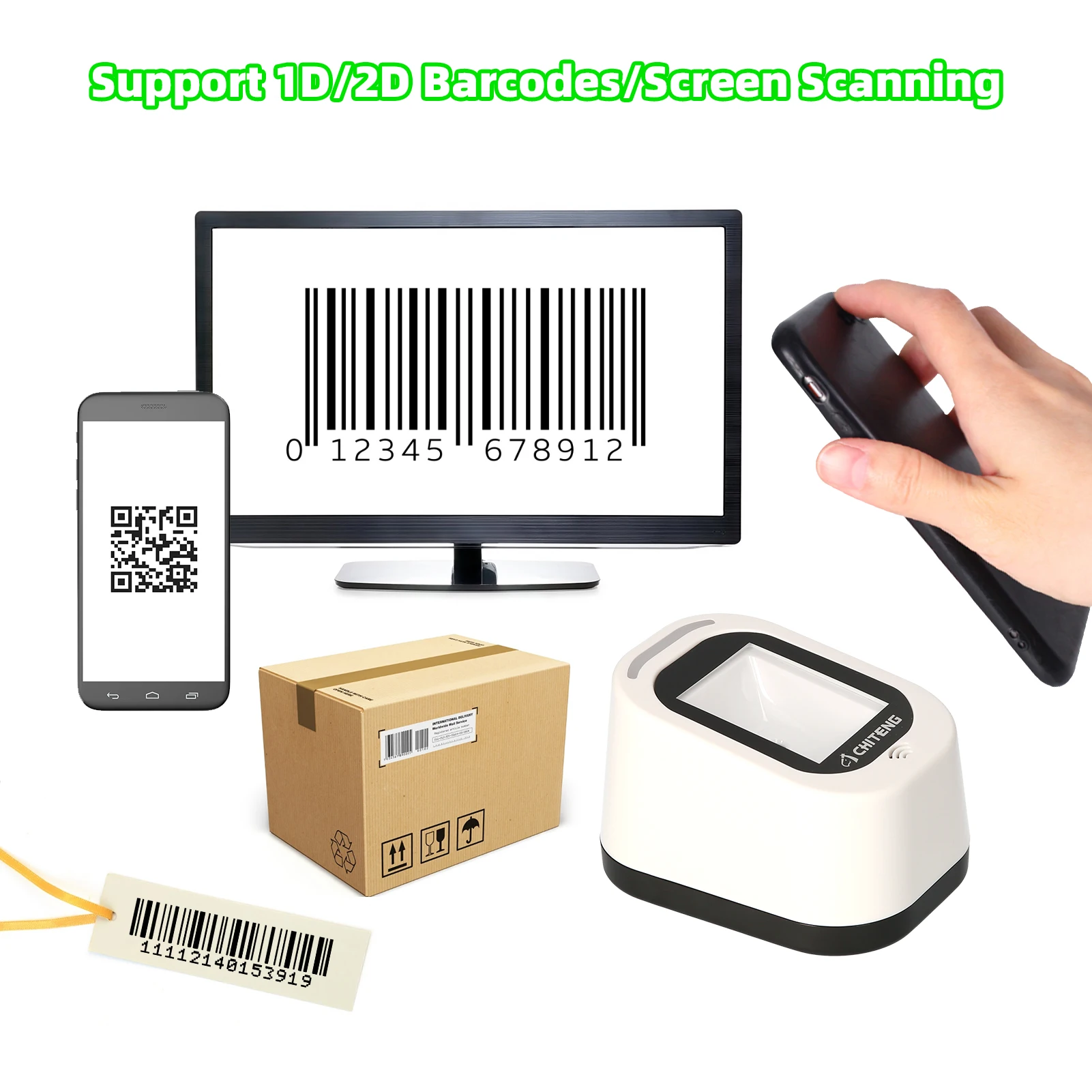 Универсальный сканер штрих-кода 1D 2D QR USB проводной штрих-код настольное