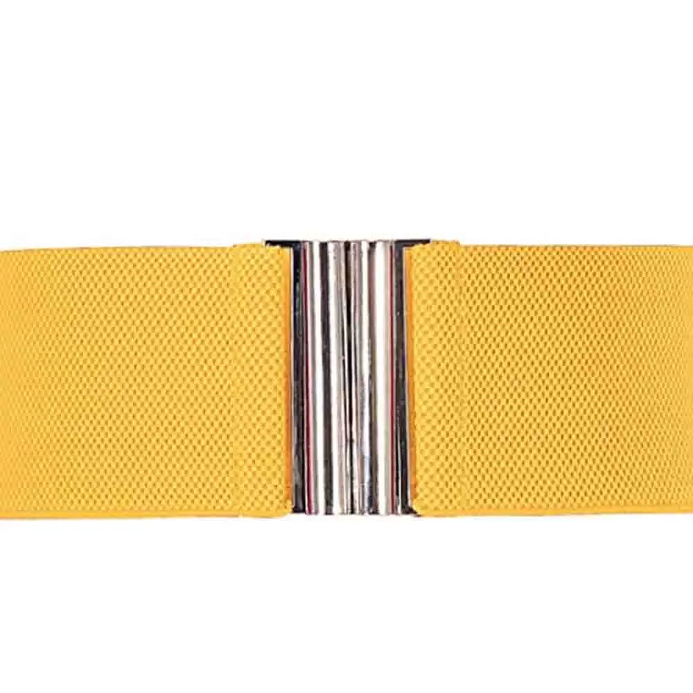 

Kate Kasin Wide Stretchy Vintage Waist Belt with Metal Buckle Muticolored