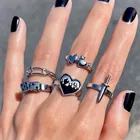 HANGZHI 2021 Новое Ретро индивидуальное черное Капельное любовное кольцо в виде кости кольцо из пяти частей Индивидуальные женские и женские модные ювелирные изделия