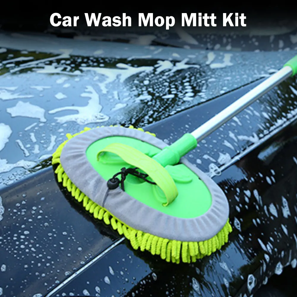 

Car Wash Mop Mitt with Extendable Handle Chenille Microfiber Car Cleaning Kit /Washing Car Telescopic Mop with Replacement Head