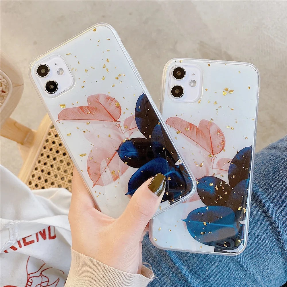 FLYKYLIN художественный чехол для телефона с золотыми листьями цветами и iphone 11 11Pro Max
