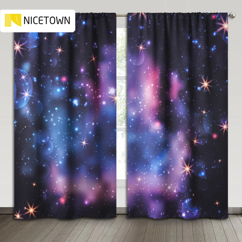NICETOWN 1 пара роскошные шторы с принтом звездное небо 3d стерео эффект занавески для