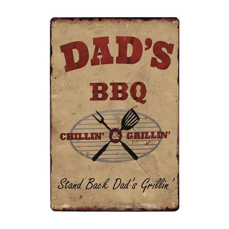 60220 DAD'S BBQ оловянные вывески винтажные металлические бляшки плакат на стену декоративные тарелки бар украшение фермерский дом Декор 20x30 см - Цвет: 60220