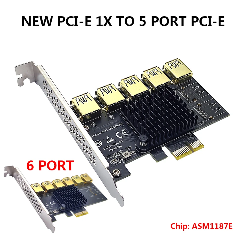 

Переходник PCIE от 1 до 5, переходник PCIE X1 к USB 3,0, усилитель PCI Express, Райзер-карта для графической карты, Майнер биткоинов, плата расширения для ма...