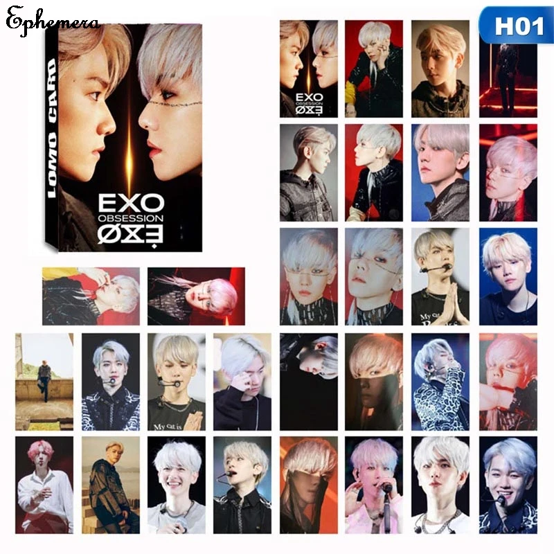 

New 30Pcs/set KPOP EXO New 6th Album Photo Card PVC Cards Self Made LOMO Card Photocard