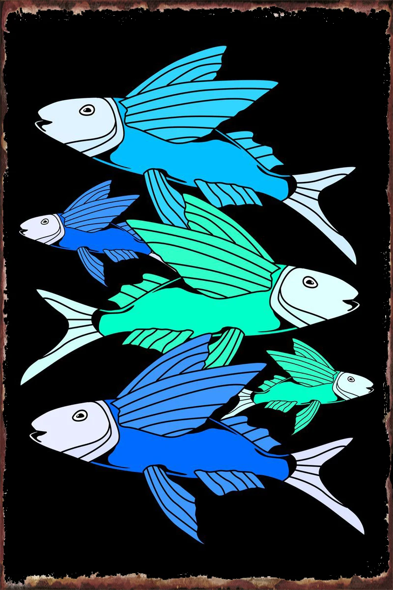 

Fishing Fishes Metal Sign Tin Sign Tin Plates Wall Decor Room Decoration Retro Vintage For Art Home Club Man Cave Cafe Pub