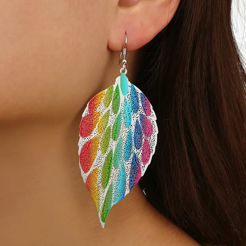 version of the new personality hundred tree leaves temperament forest system trend ins wind alloy color earrings wholesale | Украшения и
