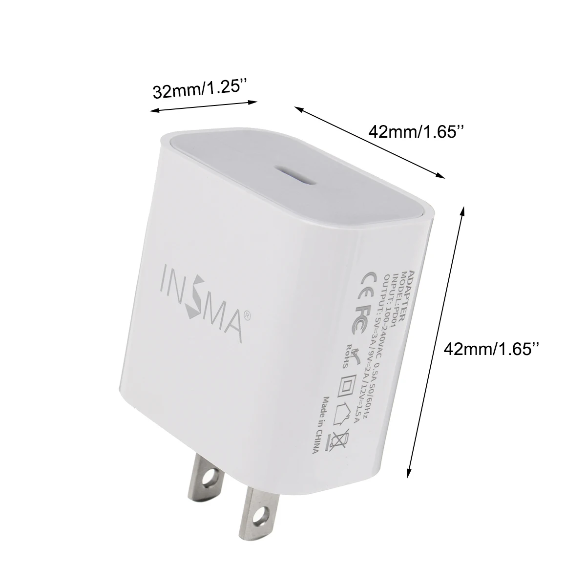 Зарядное устройство INSMA с поддержкой быстрой зарядки 4 0 3 QC PD 18 Вт зарядное QC4.0 QC3.0