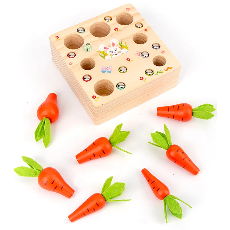 

Wooden Montessori Fun Plucking Radish Toy Children'S Puzzle Insert Carrot Game Baby Toys Early Childhood Educational Toys Gifts