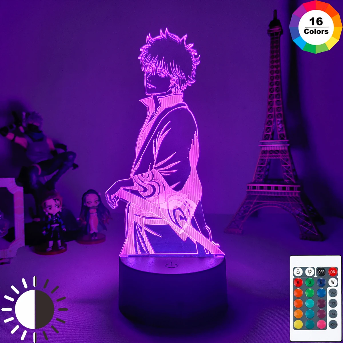 

Японский аниме светильник GINTAMA Sakata Gintoki фигурка Ночник светильник 3D Светодиодная лампа для детей подарок на день рождения настольная лампа ...