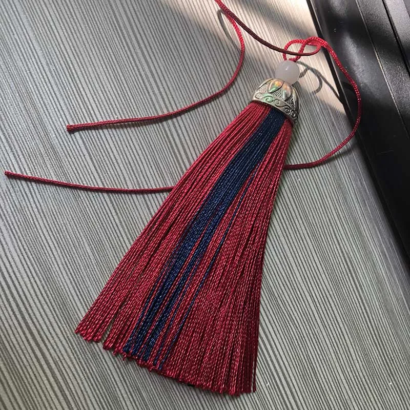 Jujube red 12 шт./лот, 10 см, двойная цветная кисточка, шелковая бахрома для шитья, декоративная кисточка для штор, украшение дома - Цвет: Jujube red