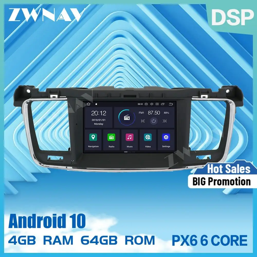 PX6 4 + 64 ГБ Android 10 0 экран автомобильный DVD стерео Мультимедийный Плеер для PEUGEOT 508