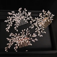 new handmade silver color rose gold tiara hair combs crystal rhinestone combs bridal hair accessories wedding women hairbands