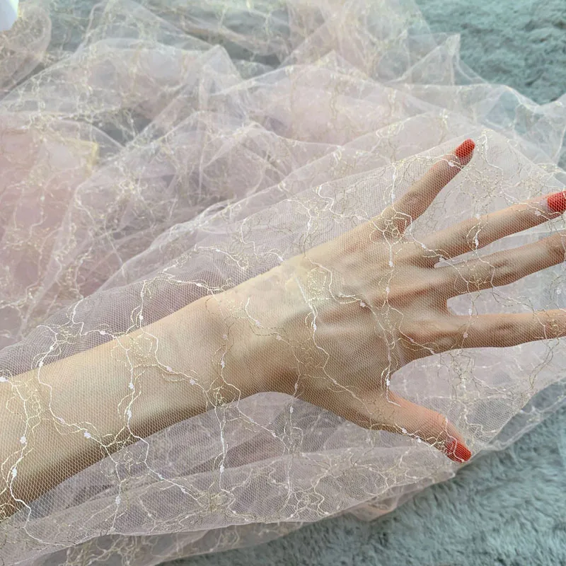 Блестящая вуаль 160*90 см металлическая сетчатая ткань декоративная кружевная