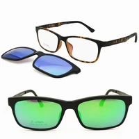 ultra light 006 ultem square shape optical glasses frame with magnetic clip on polarized sunglasses lenses handy 2 in 1 eyewear
