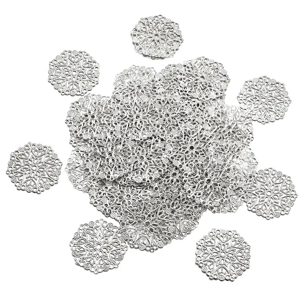 100 шт. античная бронза Золотая платина железные филигранные звенья плоские