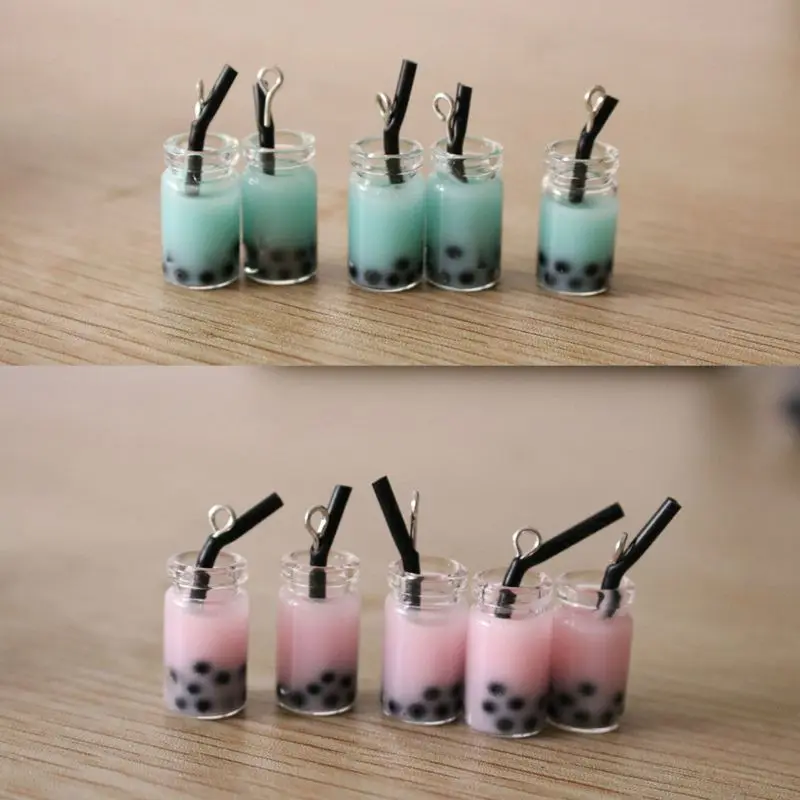 5 шт. миниатюрные 3D Подвески в форме чашки из молочного чая и жемчуга каваи