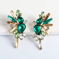 new design green crystal stud earrings cute fashion wholesale light luxury brand infinity stone statement earring for women 2021