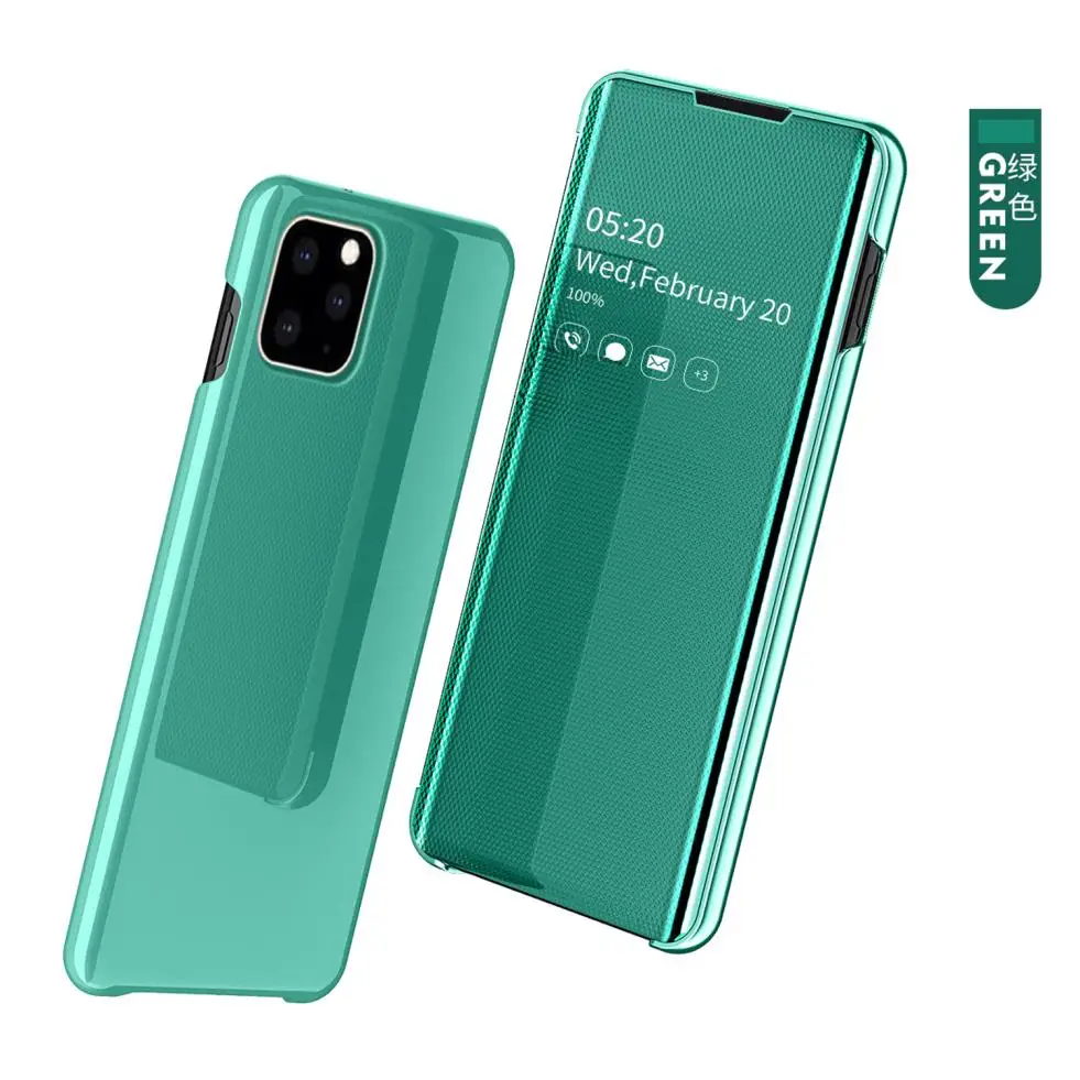 green Для Apple iPhone XR X XS Max 8 7 6s 6 Plus зеркальный Флип Тонкий Модный умный чехол для мобильного телефона защитный чехол - Цвет: green
