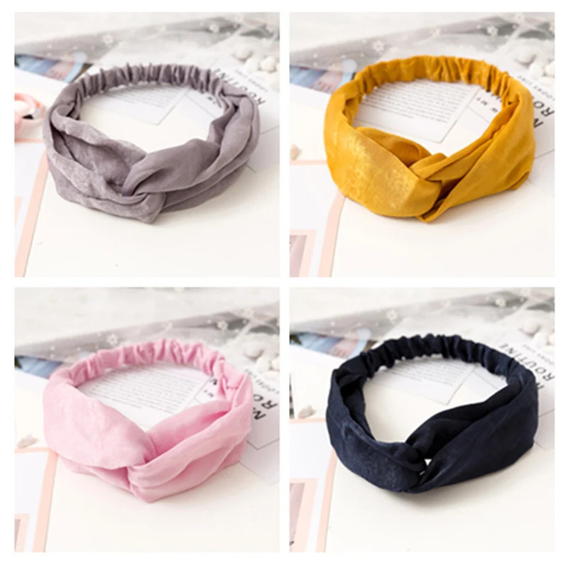 

2020 Fashion Women Girls Suede Hair Bands Solid Color Headbands Vintage Cross Turban Bandanas HairBands Hair Accessories