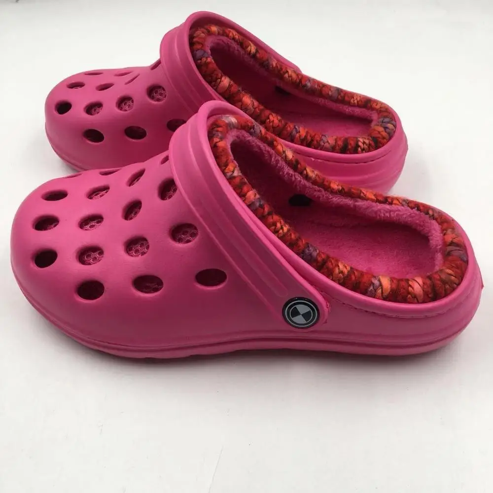 RH/Оригинальные Теплые Зимние садовые Сабо Меховая домашняя садовая обувь EVA