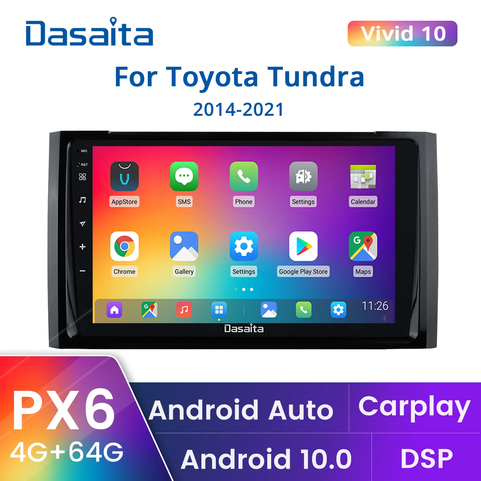 Автомобильный радиоприемник Dasaita 9 &quot1 Din для Toyota Tundra 2014-2018 2019-2021 Android 11 10