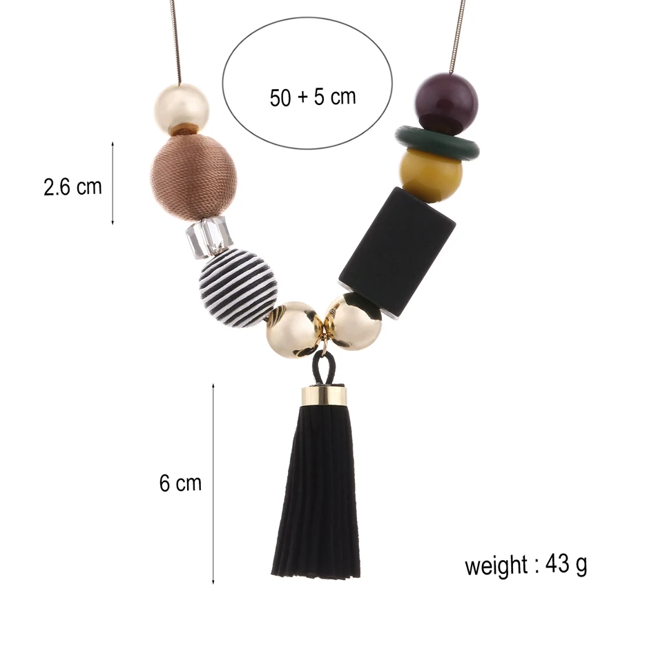 Ожерелья и кулоны с кисточками для женщин деревянные ожерелья массивное