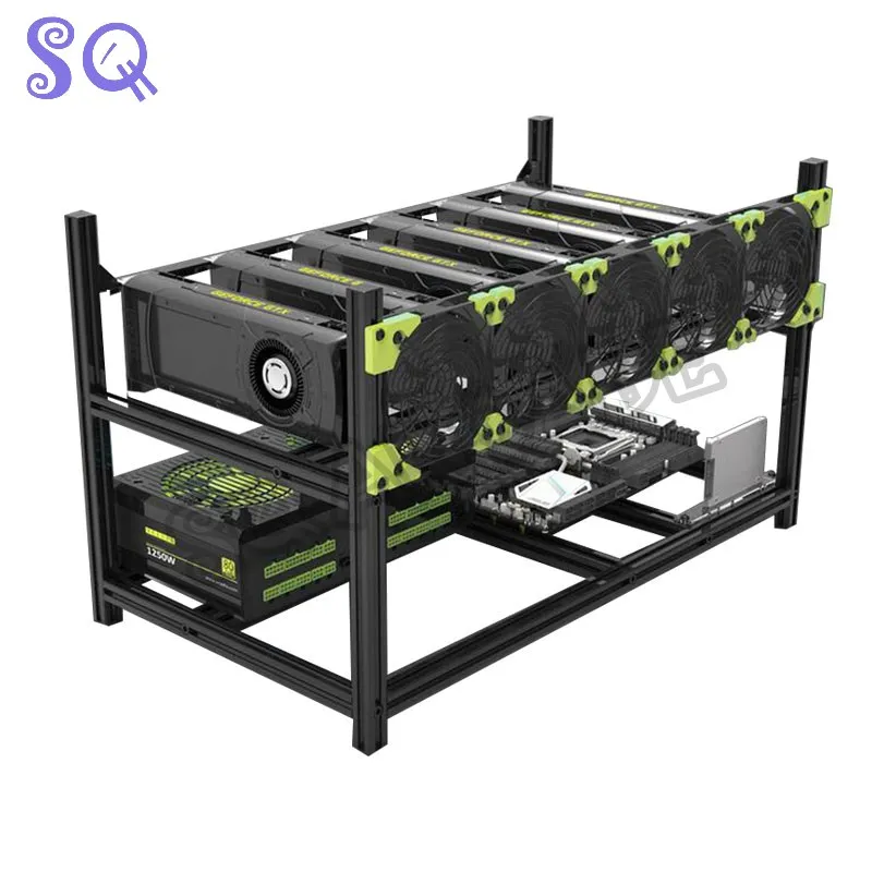 

6 GPU Майнер, добывающая установка V3C, алюминиевая Штабелируемая установка ETH Frame Rig для Bitcon, набор для майнинга, несобранный эфириум, Биткойн, д...