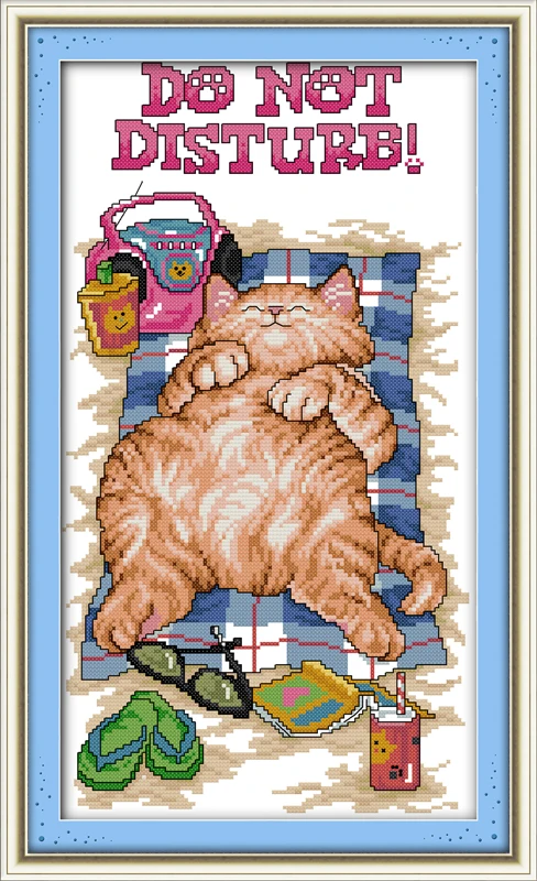 Набор для вышивки крестиком Не беспокоить картина из холста с рисунком ленивый