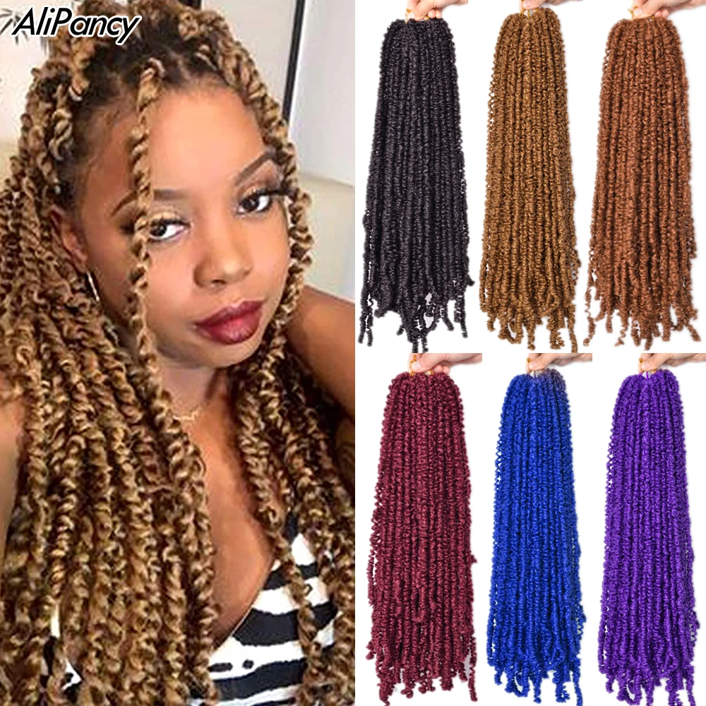 

18inch Spring Twist Locs Synthetic Braiding Hair Passion Twist Hair Extensions Fluffy Loks Crochet Braids For Afro Women