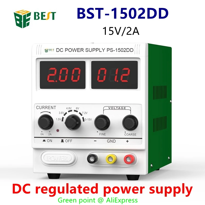 

Adjustable BST-1502DD DC Regulated Power Supply Digital Display 15V/2A Phone Repair High-Precision DC Stabilized Voltage Source