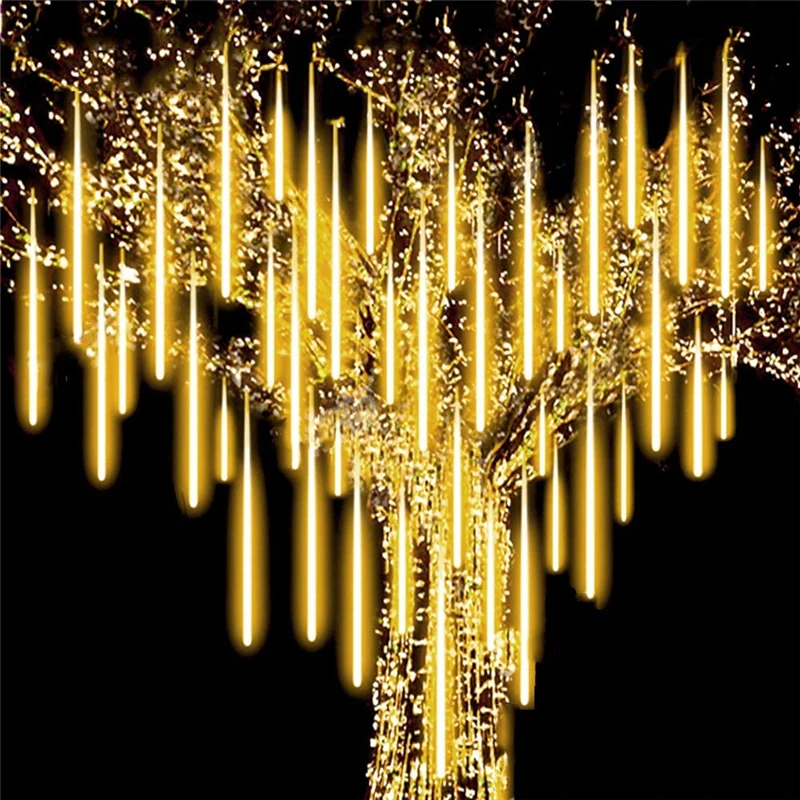 8 Tubes LED String Lights Meteor Shower Solar Energy Street Christmas Tree Decorations for Outdoor New Year Fairy Garden Lamp | Лампы и