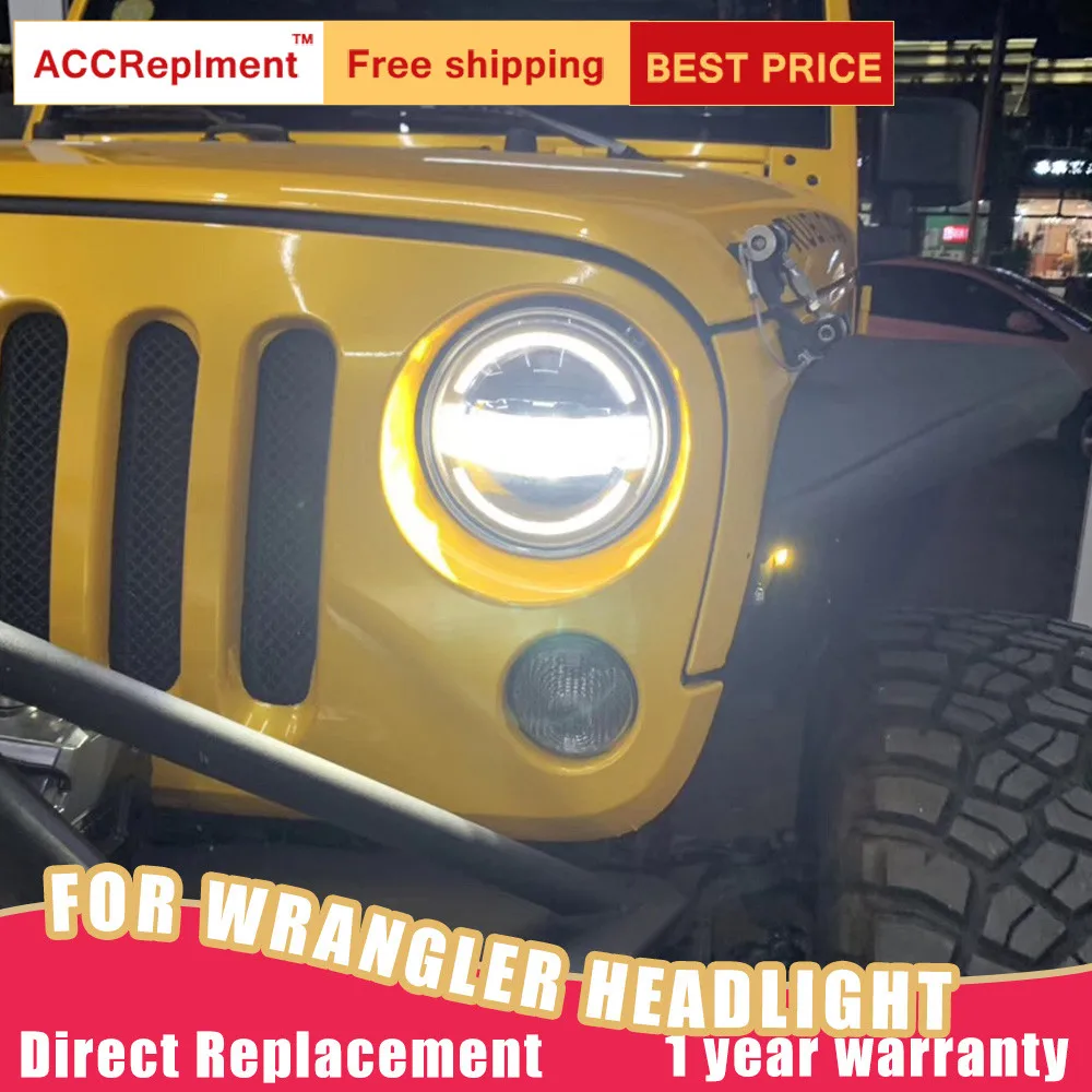 2Pcs LED Headlights For Jeep Wrangler 2007-2017 led car lights Angel eyes xenon HID KIT Fog Daytime Running Lights | Автомобили и