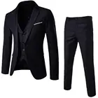 Мужской облегающий костюм из 3 предметов, блейзер, деловой пиджак для свадебной вечеринки, жилет и брюки, формальный пиджак, 40 #