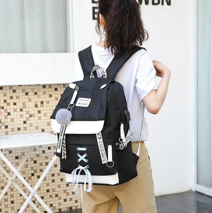 Зеленые школьные сумки для девочек женская сумка школы рюкзак USB подростков