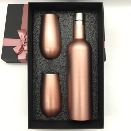 gold 6oz 750ml Подарочный набор яйцо/флейта чашки различной формы глоток бокалы для вина и 750 мл бутылка из нержавеющей стали изолированные вакуумные воды кофе термос кружки - Цвет: gold 6oz 750ml