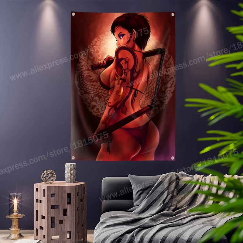 Флаг Татуировка баннер Nunchakus Sexy Lady Beauty And Art украшение для дома подвесной флаг 4